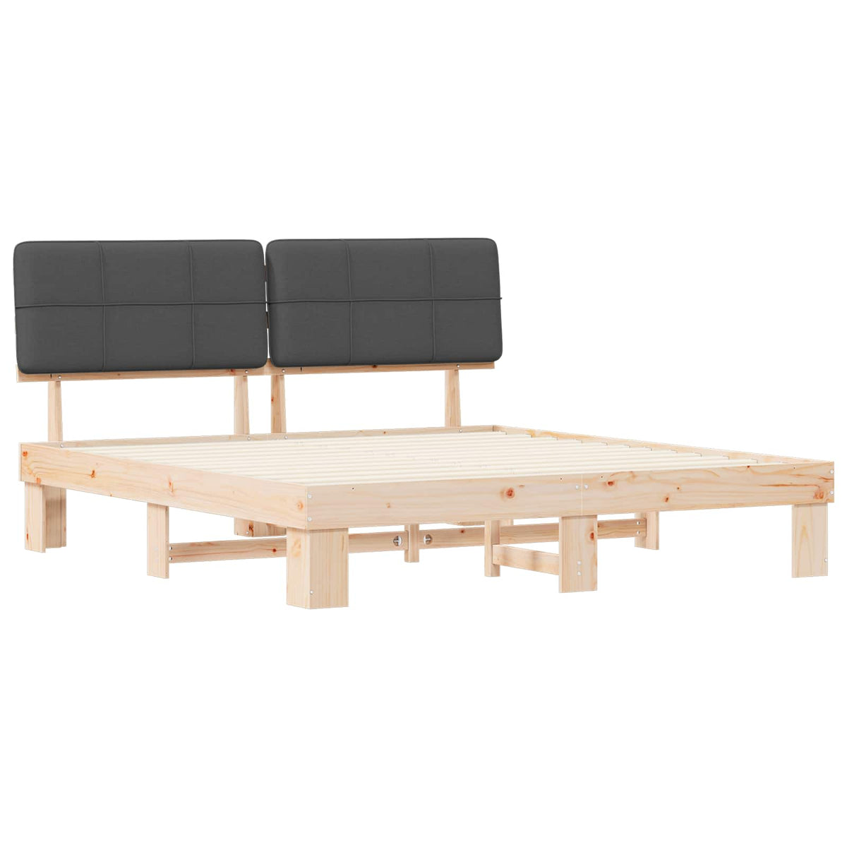 vidaXL Bed Frame with Upholstered Headboard Dark Grey 180 x 200 cm