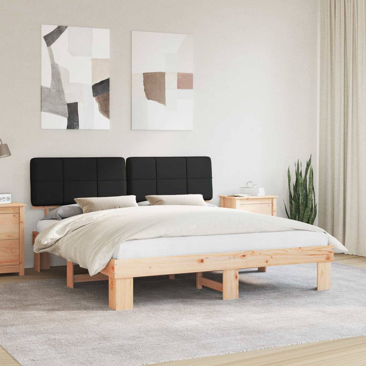 vidaXL Bed Frame with Upholstered Headboard Black 180 x 200 cm