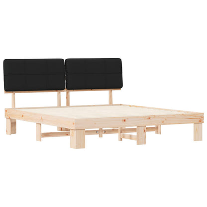 vidaXL Bed Frame with Upholstered Headboard Black 180 x 200 cm