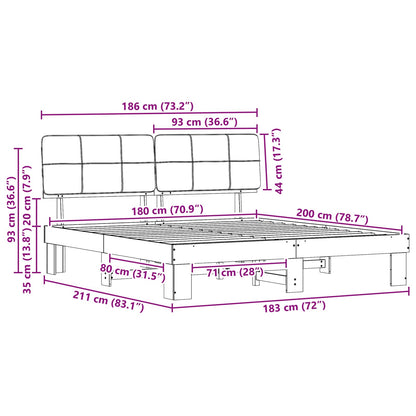vidaXL Bed Frame with Upholstered Headboard Black 180 x 200 cm