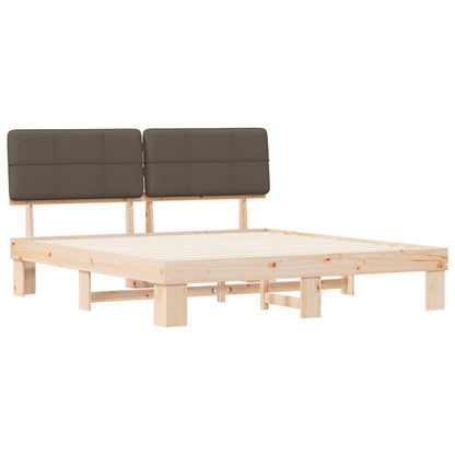vidaXL Bed Frame with Upholstered Headboard Taupe 180 x 200 cm