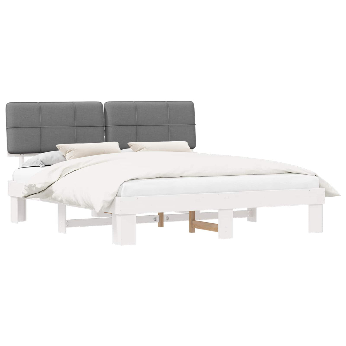 vidaXL Bed Frame with Upholstered Headboard Light Grey 180 x 200 cm