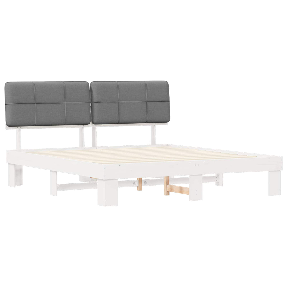 vidaXL Bed Frame with Upholstered Headboard Light Grey 180 x 200 cm