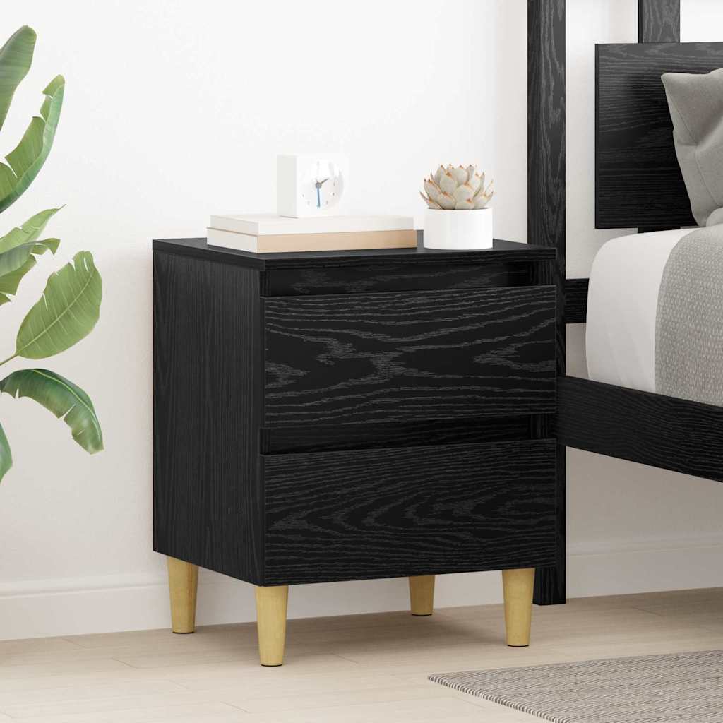 vidaXL Bed Cabinet Black Oak 40 x 35 x 50 cm Engineered Wood