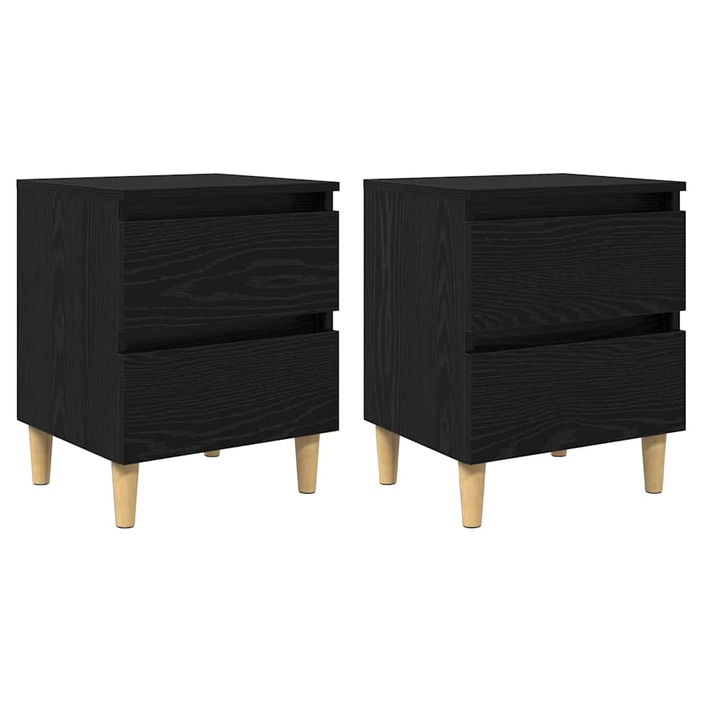 vidaXL Bed Cabinets 2 pcs Black Oak 40 x 35 x 50 cm Engineered Wood