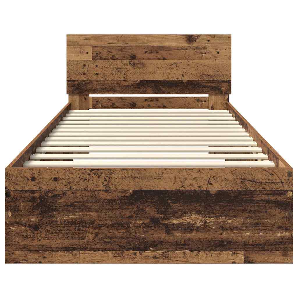 vidaXL Bed Frame with Headboard Old Wood 100 x 200 cm Engineered Wood