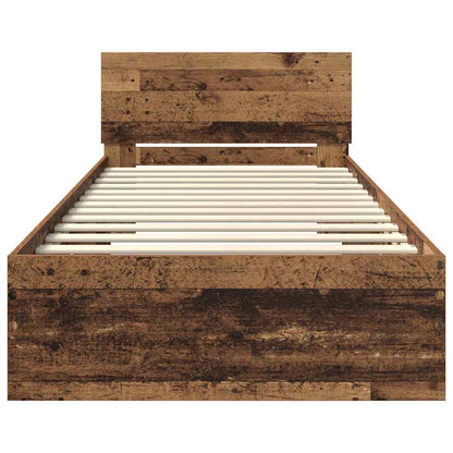 vidaXL Bed Frame with Headboard Old Wood 100 x 200 cm Engineered Wood