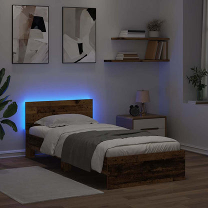 vidaXL Bed Frame with Headboard Old Wood 90 x 200 cm Engineered Wood