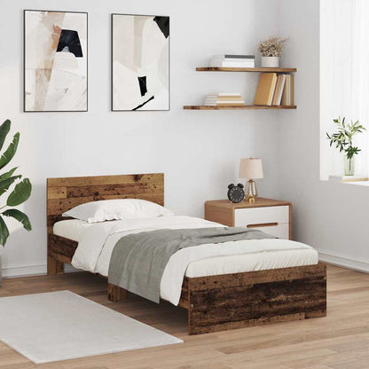 vidaXL Bed Frame with Headboard Old Wood 90 x 200 cm Engineered Wood