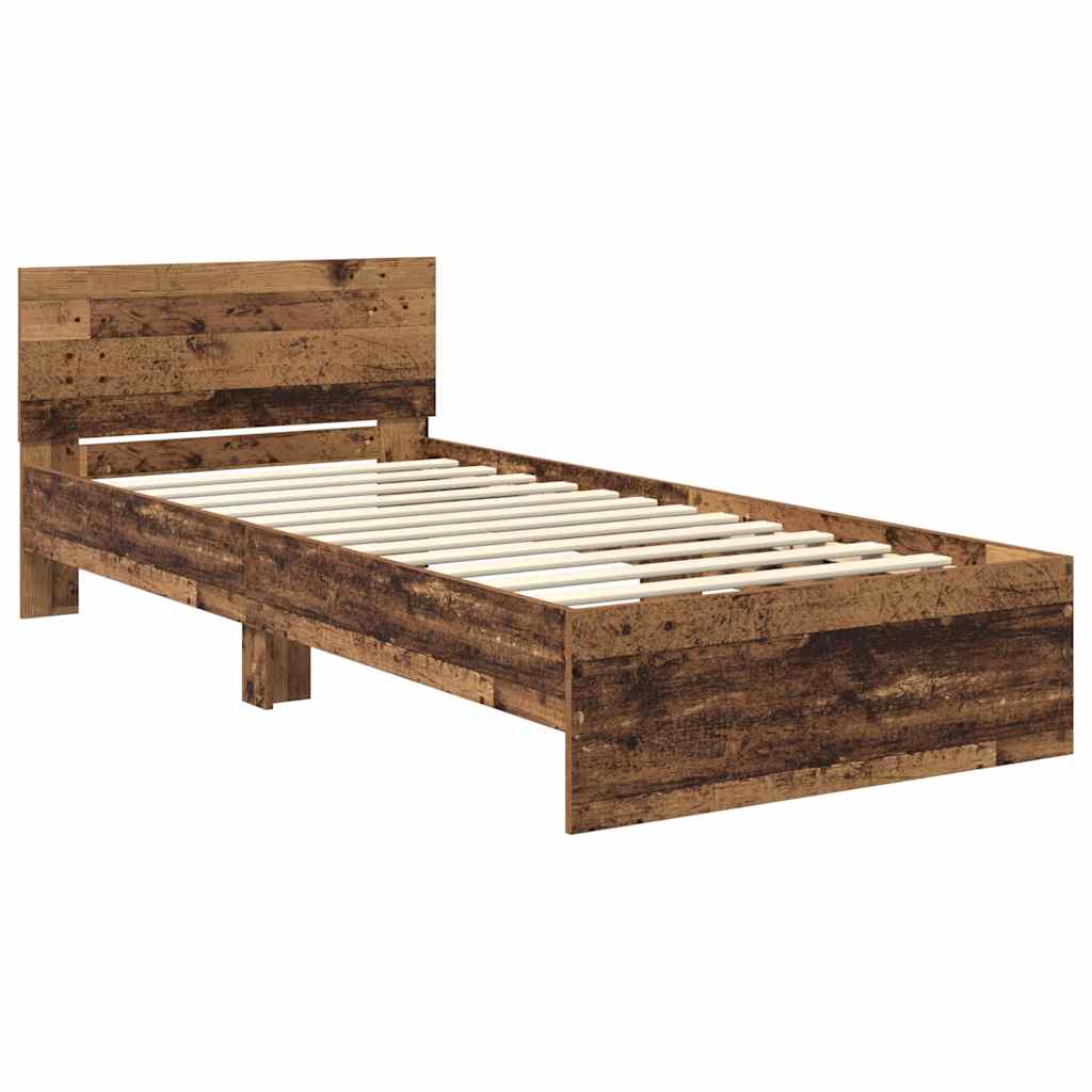 vidaXL Bed Frame with Headboard Old Wood 90 x 200 cm Engineered Wood