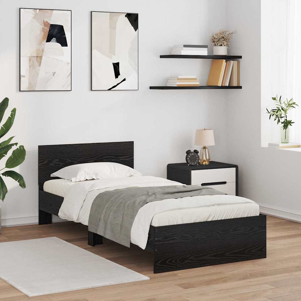 vidaXL Bed Frame with Headboard Black Oak 90 x 200 cm Engineered Wood
