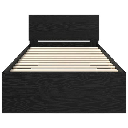 vidaXL Bed Frame with Headboard Black Oak 90 x 200 cm Engineered Wood
