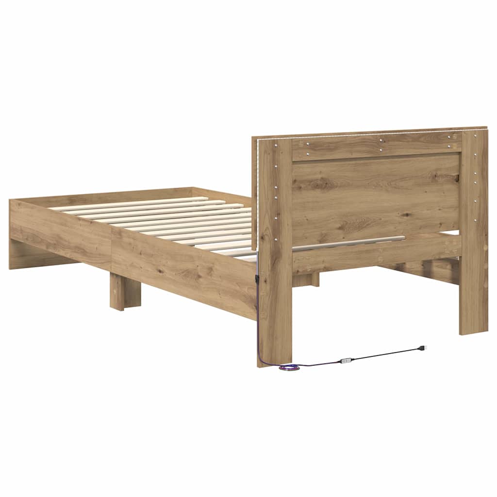 vidaXL Bed Frame Artisan Oak 90 x 190 cm Engineered Wood