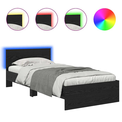 vidaXL Bed Frame with Headboard Black Oak 90 x 190 cm Engineered Wood