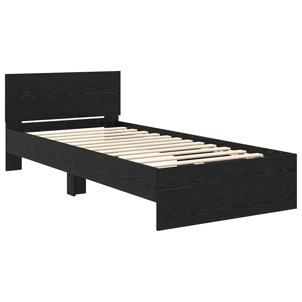 vidaXL Bed Frame with Headboard Black Oak 90 x 190 cm Engineered Wood