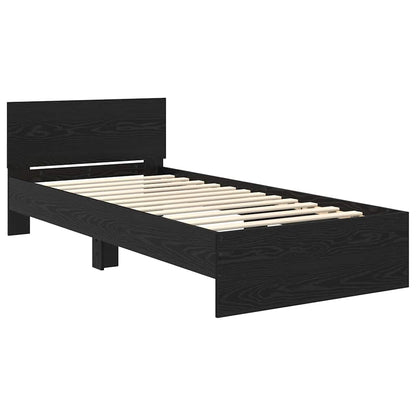 vidaXL Bed Frame with Headboard Black Oak 90 x 190 cm Engineered Wood