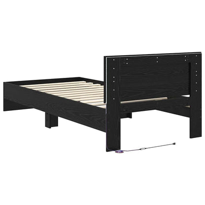 vidaXL Bed Frame with Headboard Black Oak 90 x 190 cm Engineered Wood