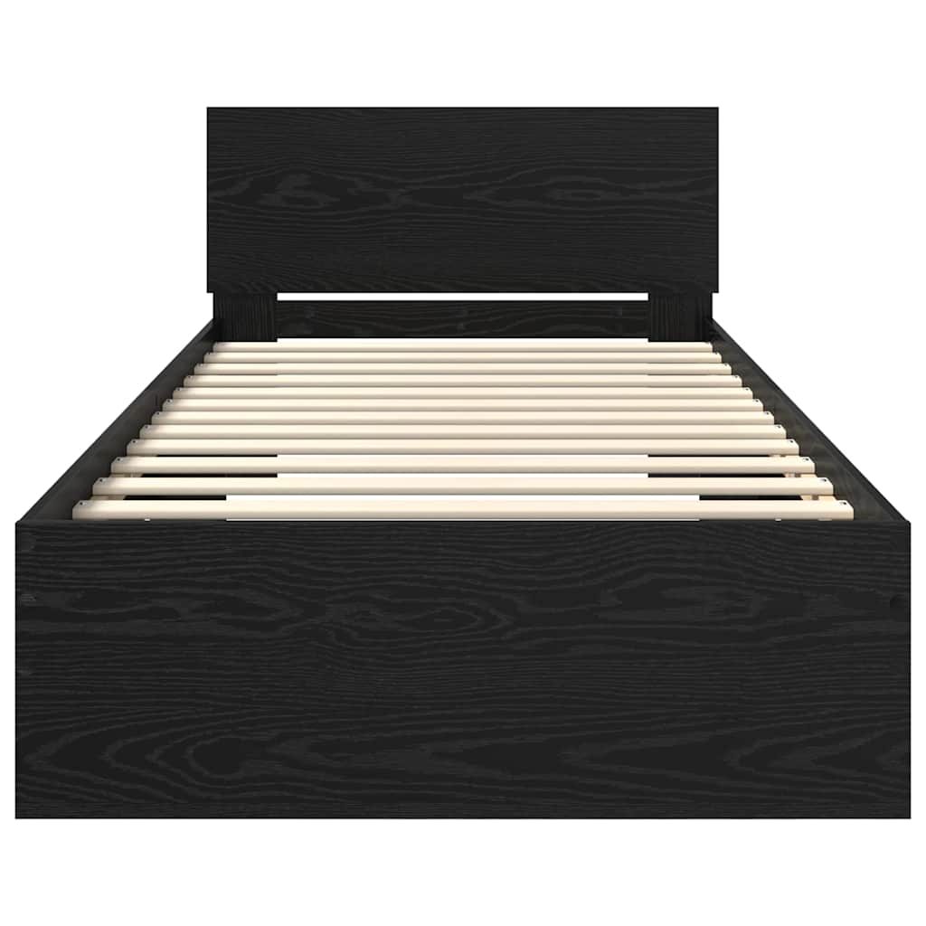 vidaXL Bed Frame with Headboard Black Oak 90 x 190 cm Engineered Wood