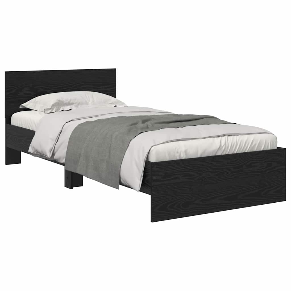 vidaXL Bed Frame with Headboard Black Oak 90 x 190 cm Engineered Wood