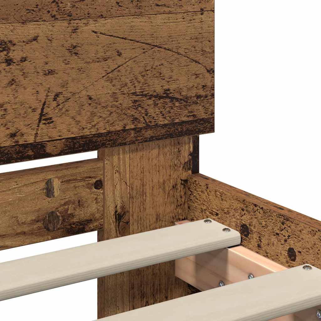 vidaXL Bed Frame with Headboard Old Wood 75 x 190 cm Engineered Wood