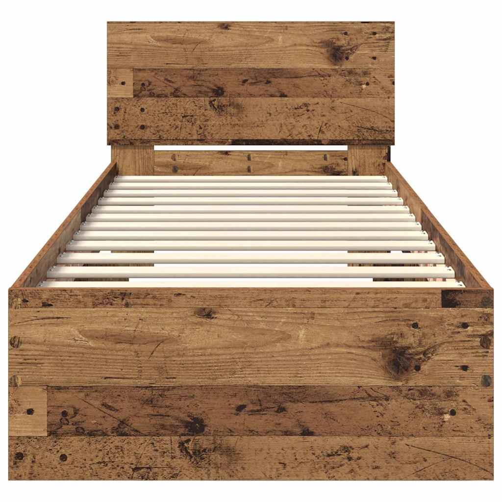 vidaXL Bed Frame with Headboard Old Wood 75 x 190 cm Engineered Wood