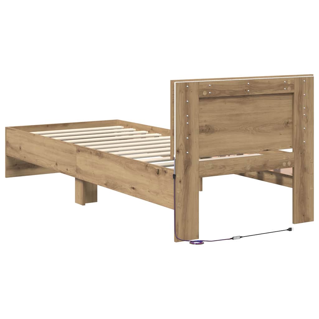 vidaXL Bed Frame Artisan Oak 75 x 190 cm Engineered Wood