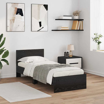 vidaXL Bed Frame with Headboard Black Oak 75 x 190 cm Engineered Wood