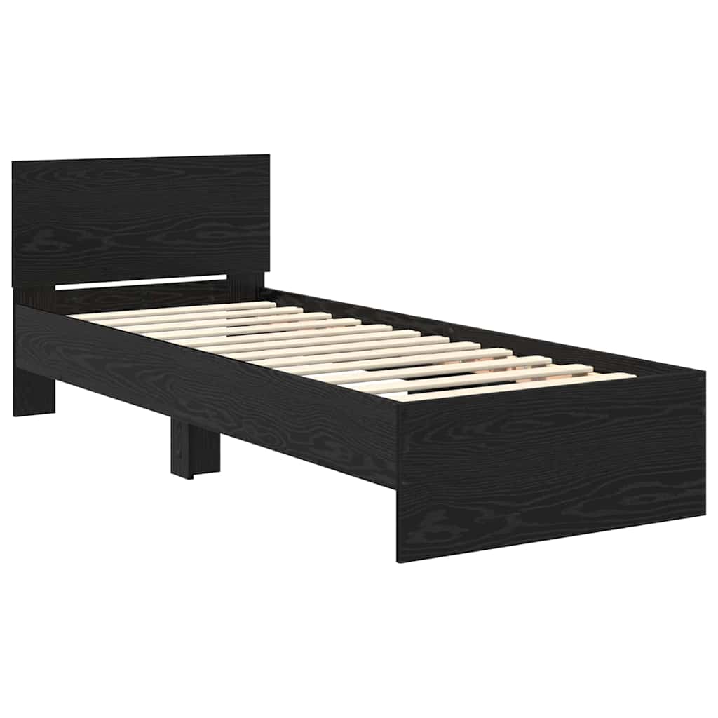 vidaXL Bed Frame with Headboard Black Oak 75 x 190 cm Engineered Wood