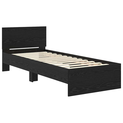 vidaXL Bed Frame with Headboard Black Oak 75 x 190 cm Engineered Wood