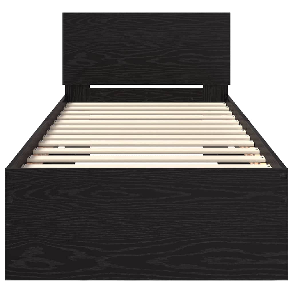 vidaXL Bed Frame with Headboard Black Oak 75 x 190 cm Engineered Wood