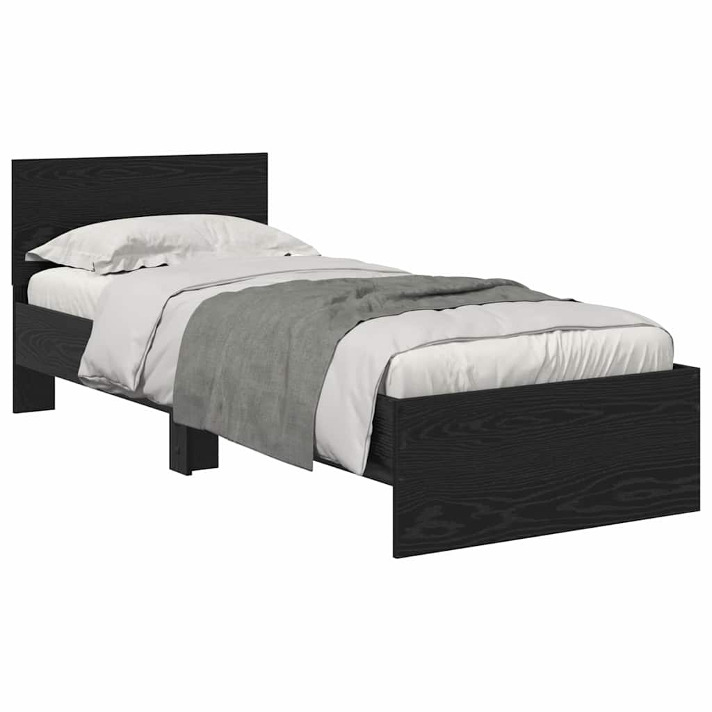 vidaXL Bed Frame with Headboard Black Oak 75 x 190 cm Engineered Wood