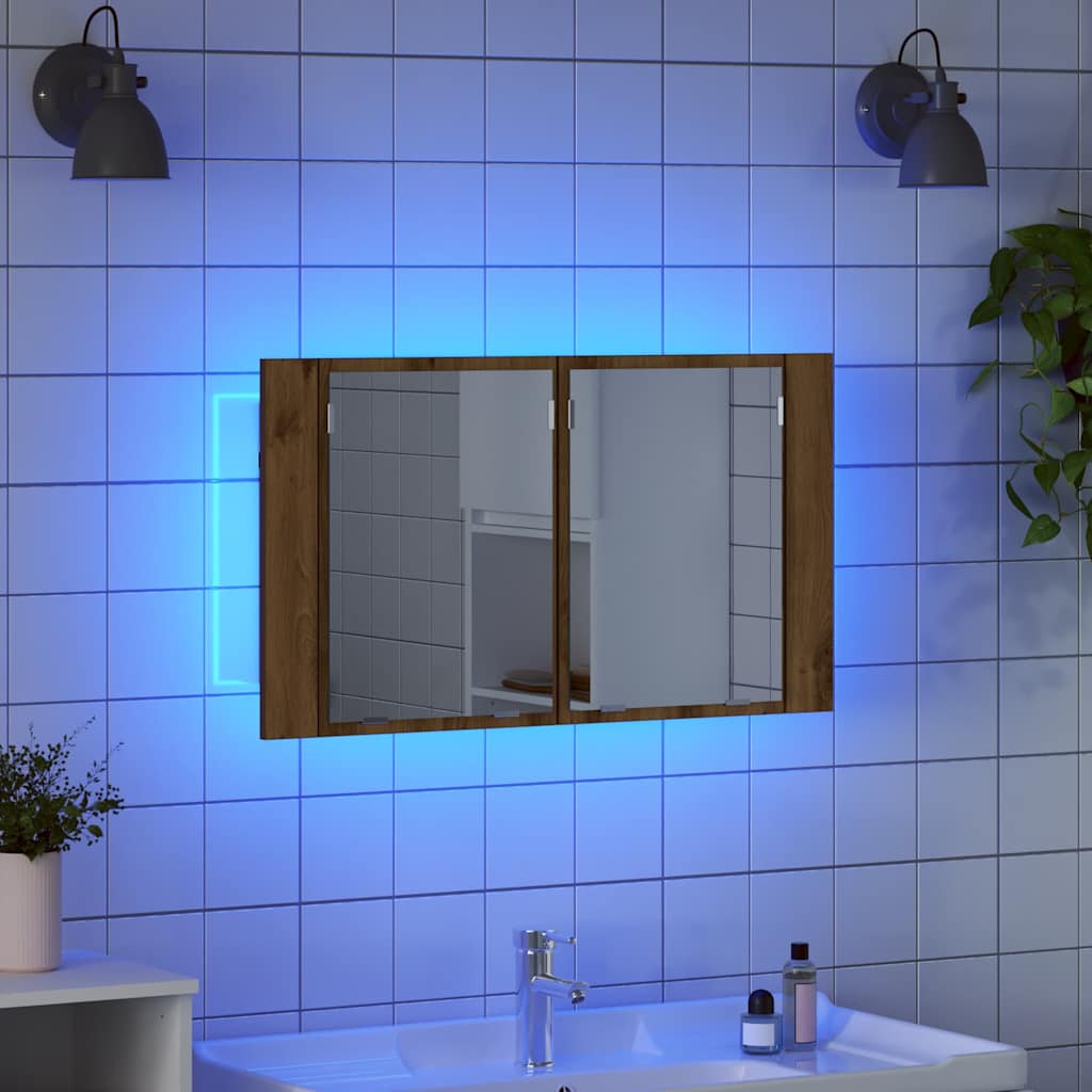 vidaXL Bathroom Mirror Cabinet Artisan Oak 80 x 12 x 45 cm