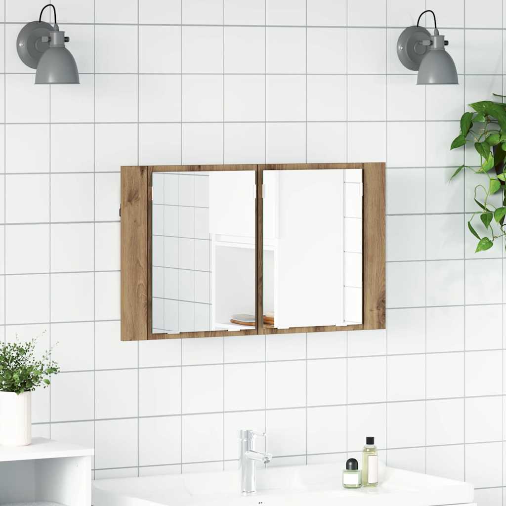 vidaXL Bathroom Mirror Cabinet Artisan Oak 80 x 12 x 45 cm