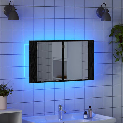 vidaXL Bathroom Mirror Cabinet with Shelf Black Oak 80 x 12 x 45 cm