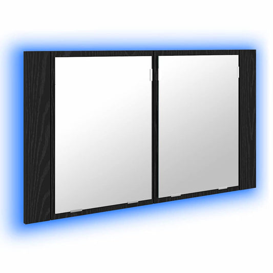 vidaXL Bathroom Mirror Cabinet with Shelf Black Oak 80 x 12 x 45 cm