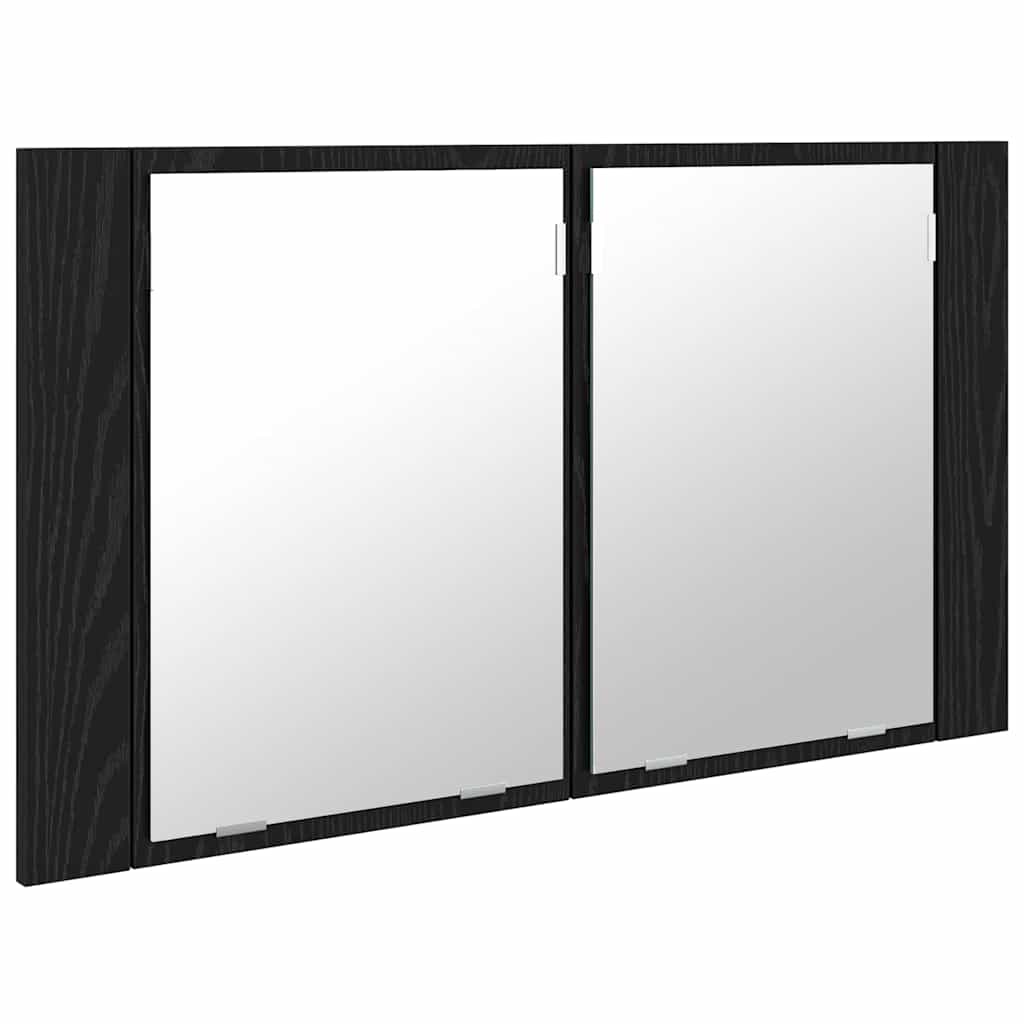 vidaXL Bathroom Mirror Cabinet with Shelf Black Oak 80 x 12 x 45 cm