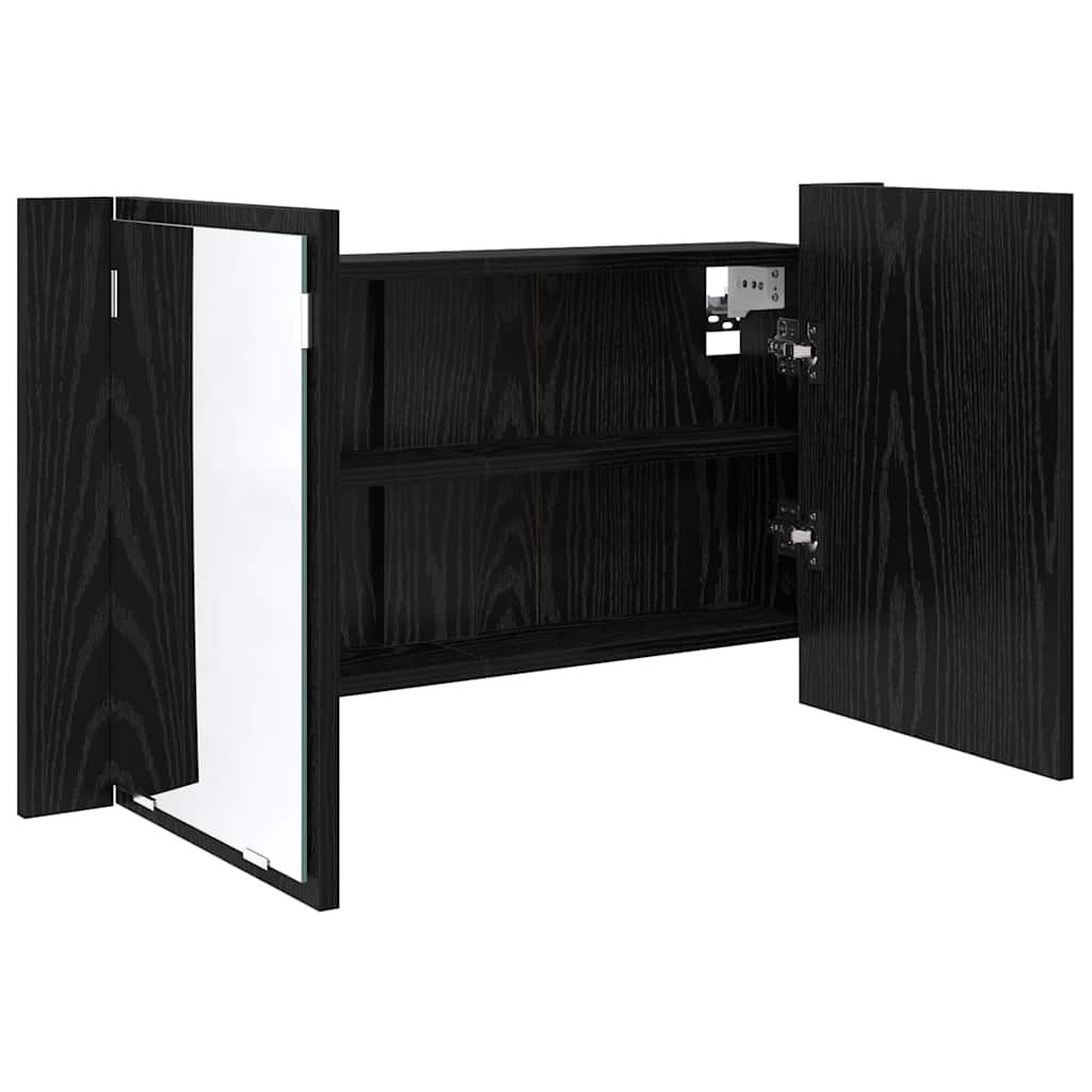 vidaXL Bathroom Mirror Cabinet with Shelf Black Oak 80 x 12 x 45 cm