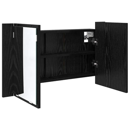 vidaXL Bathroom Mirror Cabinet with Shelf Black Oak 80 x 12 x 45 cm