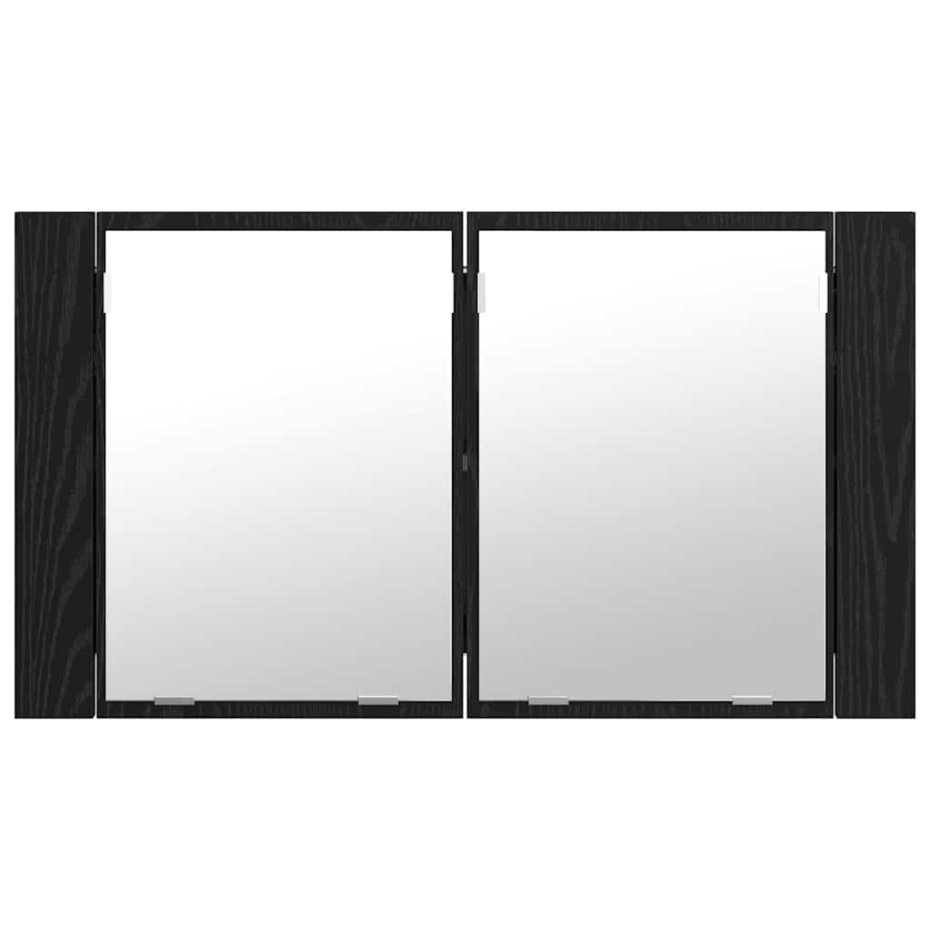 vidaXL Bathroom Mirror Cabinet with Shelf Black Oak 80 x 12 x 45 cm