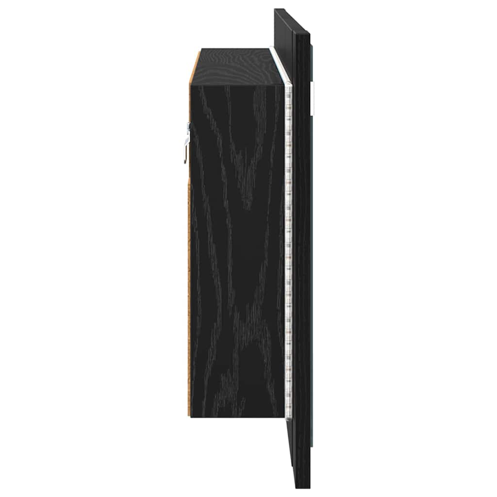 vidaXL Bathroom Mirror Cabinet with Shelf Black Oak 80 x 12 x 45 cm