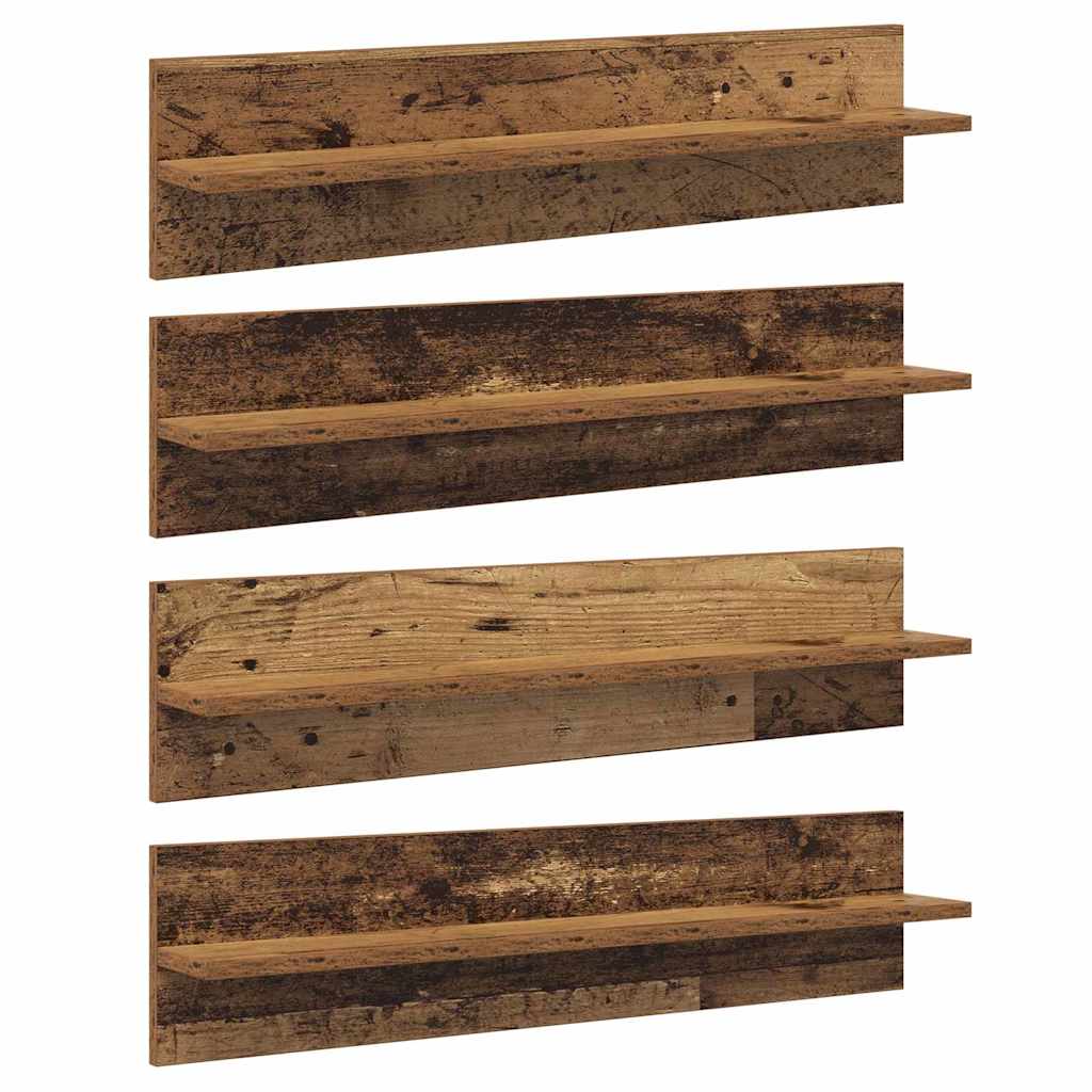 vidaXL Wall Shelves 4 pcs Old Wood 80 x 11.5 x 18 cm Engineered Wood