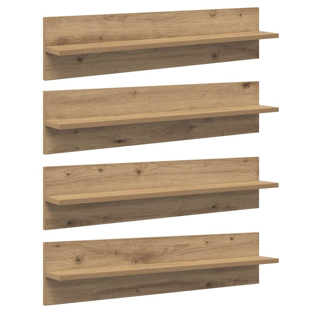 vidaXL Wall Shelves with Shelf 4 pcs Artisan Oak 80 x 11.5 x 18 cm