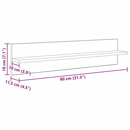 vidaXL Wall Shelves with Shelf 4 pcs Artisan Oak 80 x 11.5 x 18 cm