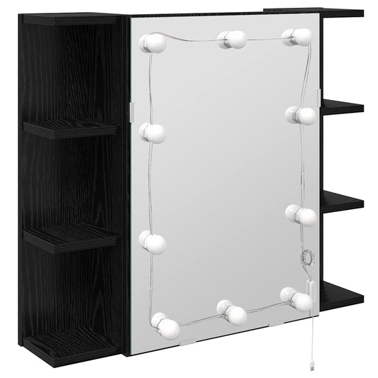vidaXL Mirror Cabinet Black Oak 70 x 16.5 x 60 cm Engineered Wood