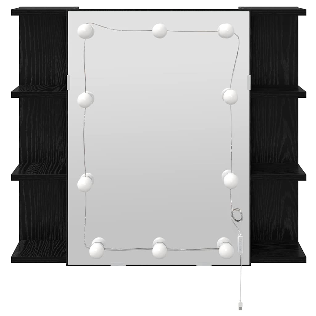 vidaXL Mirror Cabinet Black Oak 70 x 16.5 x 60 cm Engineered Wood