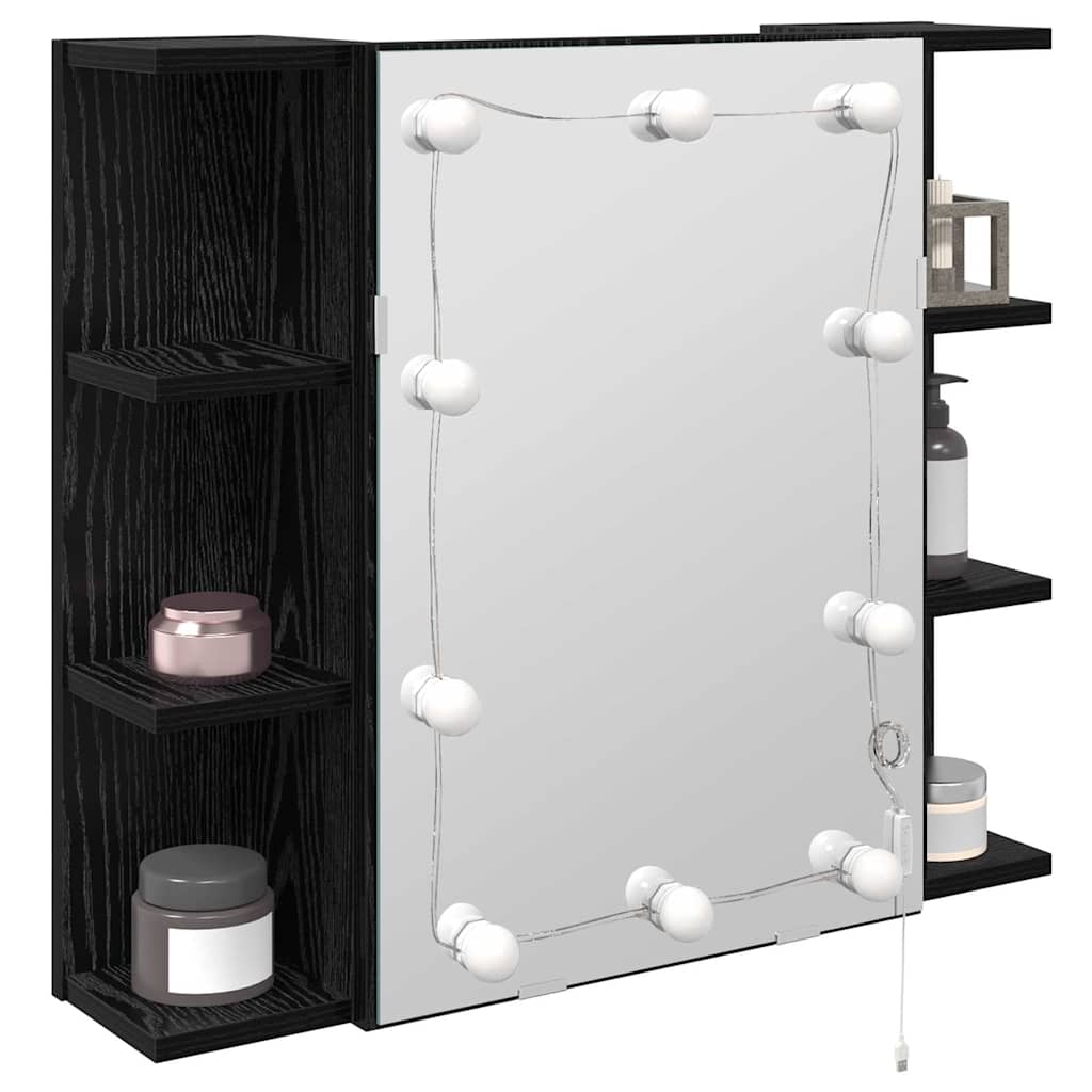 vidaXL Mirror Cabinet Black Oak 70 x 16.5 x 60 cm Engineered Wood
