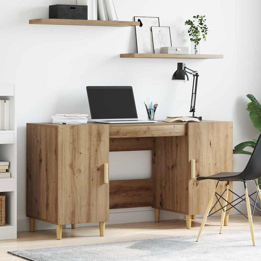 vidaXL Desk Artisan Oak Engineered Wood 140 x 50 x 75 cm