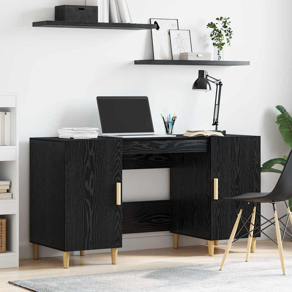 vidaXL Desk Black Oak Engineered Wood 140 x 50 x 75 cm