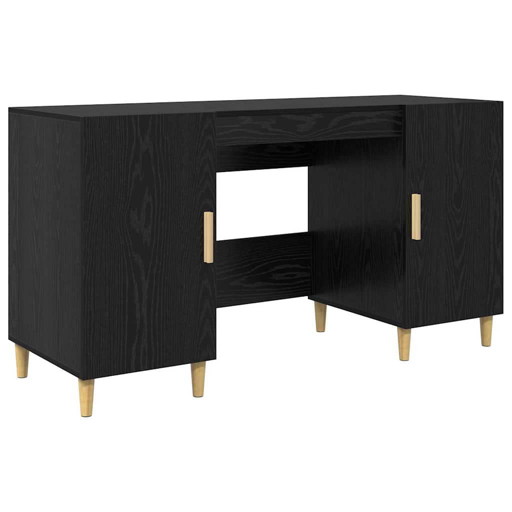 vidaXL Desk Black Oak Engineered Wood 140 x 50 x 75 cm