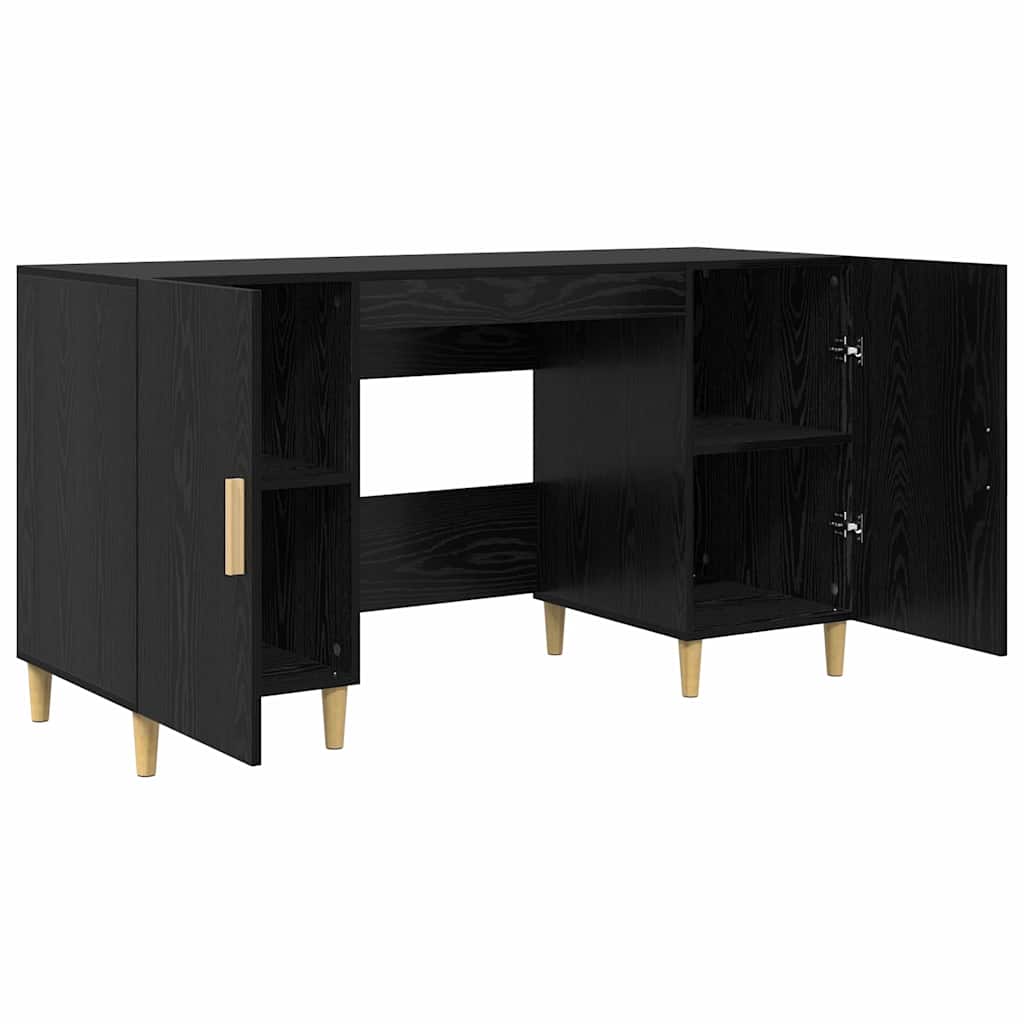 vidaXL Desk Black Oak Engineered Wood 140 x 50 x 75 cm